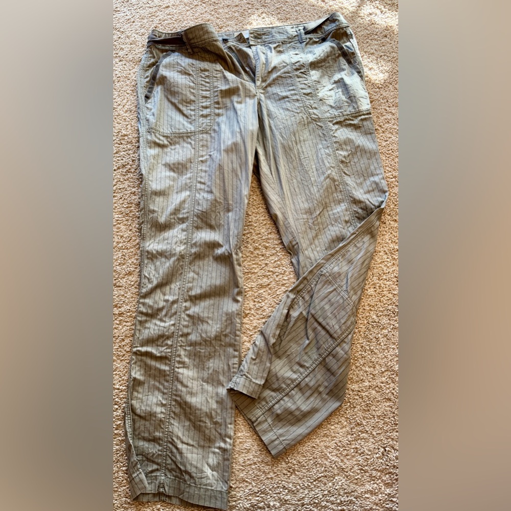 Anthropologie, Hei Hei | Green Black Pinstripe Pants Adjustable Waist
